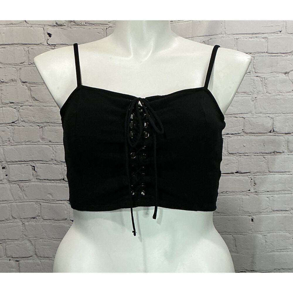 Forever 21+ Women’s Black Lace-Up Cropped Cami Top (Size 0X)